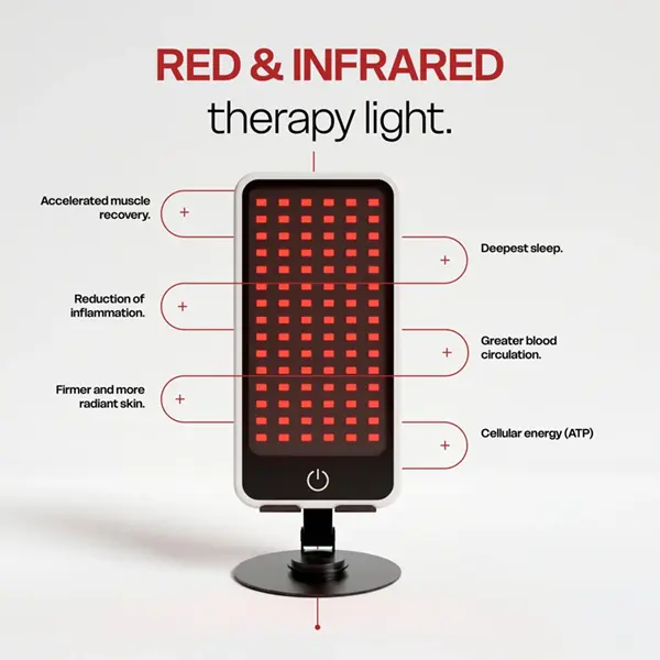 Red light therapy session in an evening routine